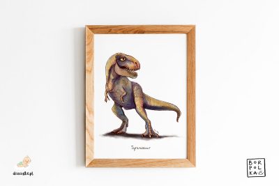 narysowany tyranozaur – artystyczny plakat