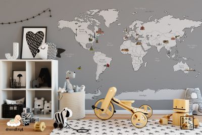 warte poznania budowle na mapie świata - fototapeta dla dzieci