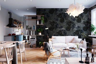 piękne czarne piwonie na szarym tle - fototapeta