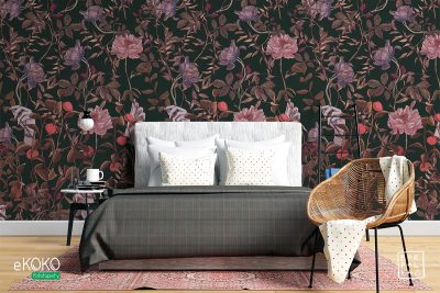 wzór piękne kwiaty liście owoce cytrusów - fototapeta