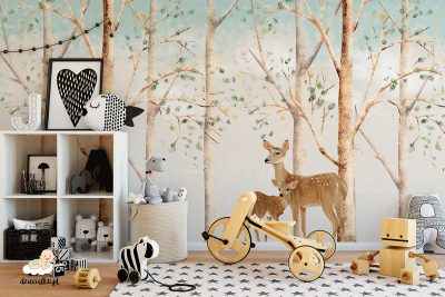 zagajnik z sarenkami - fototapeta dla dzieci