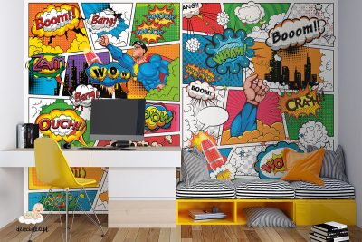 kolorowy komiks o superbohaterach - fototapeta dla młodzieży